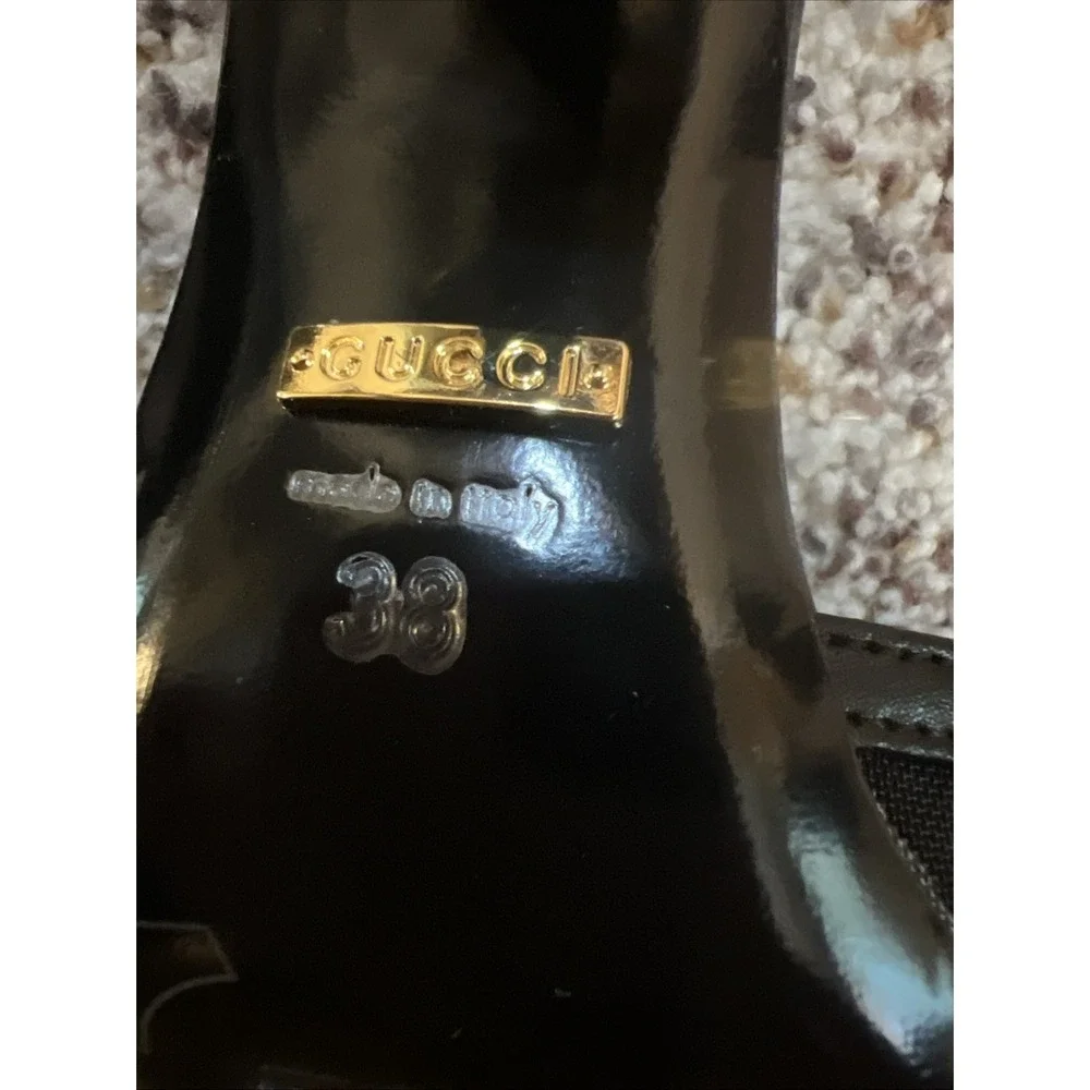 Black Gucci New  Mules Sz 38 EU Women's Mesh GG Crystals Embellished 3" Heels - Picture 5 of 6